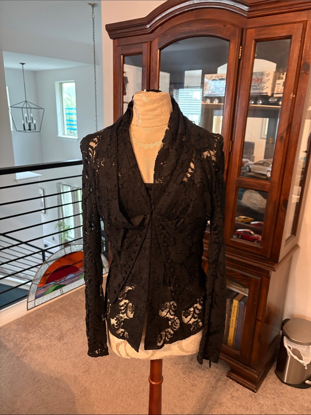 Cut25 by Yigal Azrouel Black Lace Draped Blazer